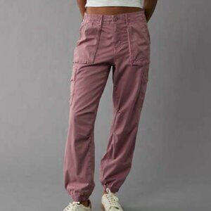 American Eagle dusty pink baggy high-rise cargo joggers